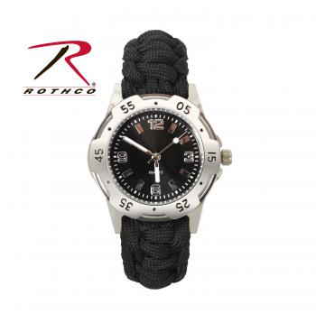 Paracord Bracelet Black with Reflective 7" Length 916 Rothco