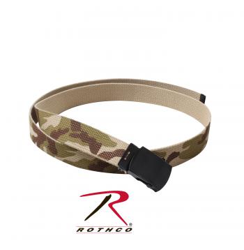 WOODLAND CAMO BELT WITH BLACK BUCKLE 100% Cotton Military Web Belts Rothco 4178 