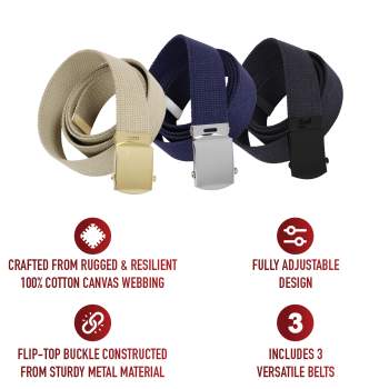 Rothco Military Web Belts 3 Pack