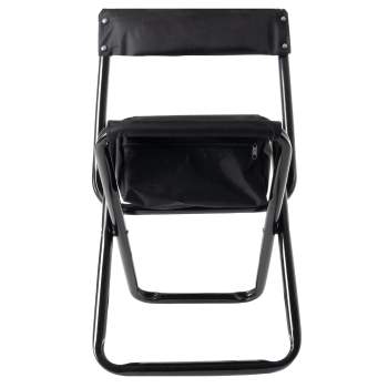 Rothco Deluxe Folding Stool With Back & Storage Pouch - Woodland Camo, Portable For Camping, Hunting, Events
