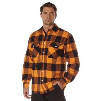 Rothco Heavyweight Orange Plaid Flannel Shirt