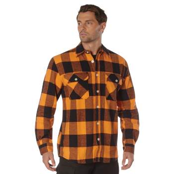 Rothco Heavyweight Orange Plaid Flannel Shirt