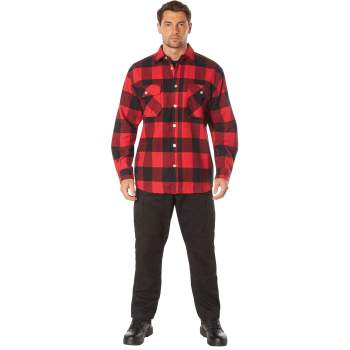 Rothco Extra Heavyweight Buffalo Plaid Flannel Shirt, Red Plaid, 2XL