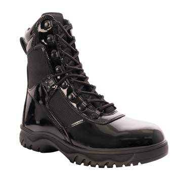 High gloss black boots deals