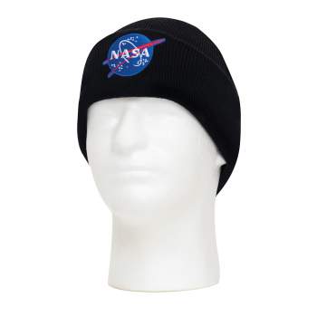 Rothco Deluxe NASA Meatball Logo Embroidered Watch Cap Black