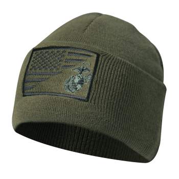 Rothco USMC Eagle Globe and Anchor US Flag Deluxe Fine Knit Watch Cap