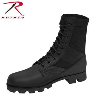 black leather jungle boots