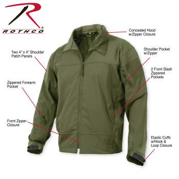 Stealth Ops Soft Shell Black Tactical Jacket Rothco 3577