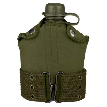 Rothco G.I. Type Plastic Canteen & Pistol Belt Kit, GI Canteen, Canteen And Cover, Canteen And Pistol Belt, Canteen With Cover, Canteen With Pistol Belt Cover, Canteen, Military Canteen, Army Canteen, Canteen With Pistol Belt