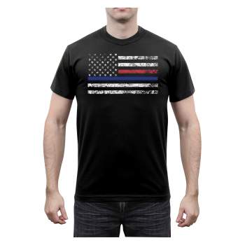 Thin Blue Line, Thin Red Line, Rothco, T-Shirt, Tee, US Flag, American Flag, T shirt, police, police force, police department, firefighter, fire department, law enforcement, first responders