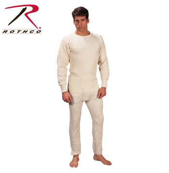 Rothco,Thermal,Underwear,Top,mens thermals,thermal wear,thermal top,long johns,natural,natural thermal,thermal shirt,white,off white. Poly cotton,heavyweight,extra heavy,insulated underwear