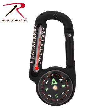 Compass Thermometer Carabiner Outdoor Hiking Tactical Survival Key