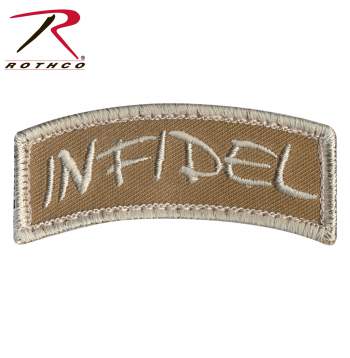 Rothco Infidel Shoulder Patch, Hook Backing, hook and loop, infidel, airsoft patch, patch, patches, wholesale patches, tactical patches, military morale patches, funny morale patches, moral patch, military velcro patches, tactical airsoft morale patches, airsoft morale patches, airsoft patches, morale patch