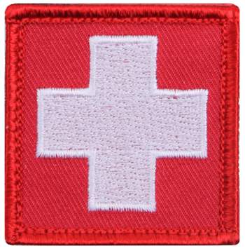 Rothco White Cross Patch, Red,  Hook Backing, hook and loop, patch, patches, white cross, emergency, emt, ems, wholesale patches, tactical patches, military morale patches, funny morale patches, moral patch, military velcro patches, tactical airsoft morale patches, airsoft morale patches, airsoft patches, morale patch