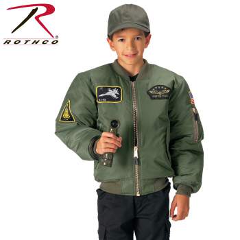 Tactical Sage Green MA-1 Flight Jacket With Patches And Loop Fields Rothco 7240
