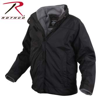 Black All Weather 3 in 1 Waterproof Jacket With Fleece Liner 7704 Rothco
