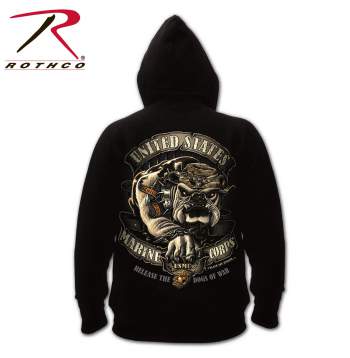 Rothco,Black,Ink,USMC,Bulldog,2-sided,Hooded,Pullover,Sweatshirt,hoodies,marines,black ink,hooded sweatshirt,Fleece-lined sweatshirts,Graphic Printed sweatshirts,Military Sweatshirts,Military Hoodies,fleece-lined                                        