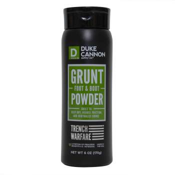 Duke Cannon Grunt Foot & Boot Powder, shoe powder, foot powder, military boot powder, footwear accessories, boot accessories, boot deodorizer, shoe deodorizer, boots powder,  foot deodorizer, foot powder for shoes, powder to put in shoes, powder to put in boots, foot powder for stinky shoes, 