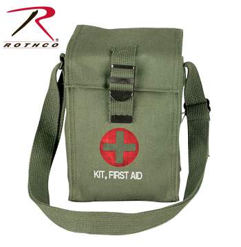 Rothco Pouch, Platoon Leader 1st Aid, olive drab, pouch, pouches, first aid, first aid kit, platoon leader first aid kit, olive drab first aid pouch, heavy canvas shoulder bag, canvas shoulder bag