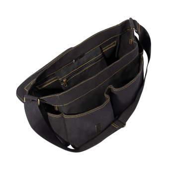 Leather & Canvas Messenger Bag in Black