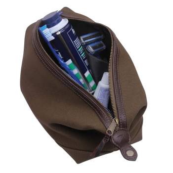 Leather & Cotton Hanging Toiletry Bag