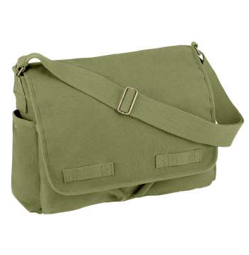 12 Wholesale Canvas Messenger Bag - Shoulder Bag Color Olive - at