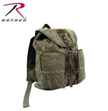 canvas backpack,canvas back pack,pack,backpack,vintage canvas pack,vintage canvas,military canvas backpack,backpack with leather accents,stone washed canvas,stone washed canvas pack,