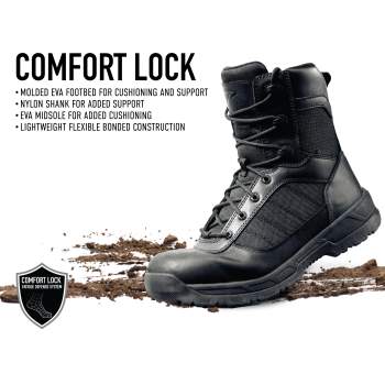 Black composite toe military boots top