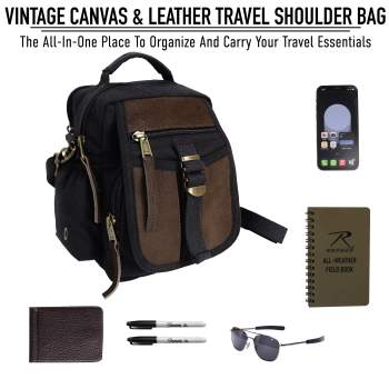 Canvas and leather shoulder bag discount