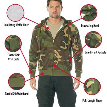 Waffle lined hotsell zip hoodie