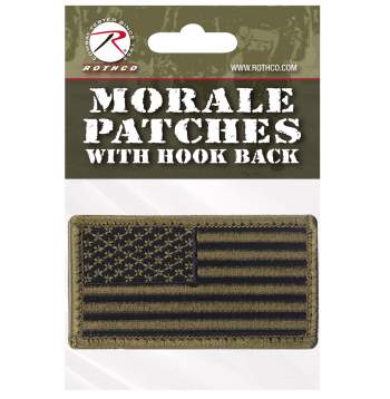 Rothco American Flag Patch - Hook Back Olive Drab / Black / Reverse