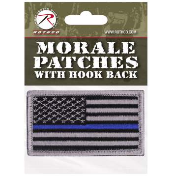 tactical patch police thin blue line usa flag with hook backing rothco 17789 