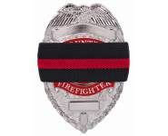 Thin Red Line, Fire Department, First Responder, Mourning Bands,  Fire Department Mourning Band, Fire Department Funeral Protocol, Mourning Badge, Badge With Black Band, Black Badge Band, Fire department Black Badge Band, Mourning Shroud, Thin Red Line Mourning Band, Fallen Fireman Band, 