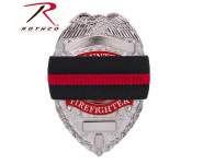 Thin Red Line, Fire Department, First Responder, Mourning Bands,  Fire Department Mourning Band, Fire Department Funeral Protocol, Mourning Badge, Badge With Black Band, Black Badge Band, Fire department Black Badge Band, Mourning Shroud, Thin Red Line Mourning Band, Fallen Fireman Band, 