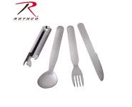 Rothco deluxe chow set, stainless steel chow set, chow set, camping chow set, military chow set, stainless steel military chow set, military cooking, military cooking set, camping utensil set, portable utensil, stainless steel utensils, 