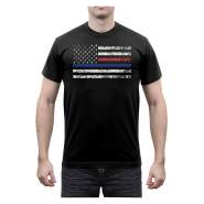 Thin Blue Line, Thin Red Line, Rothco, T-Shirt, Tee, US Flag, American Flag, T shirt, police, police force, police department, firefighter, fire department, law enforcement, first responders