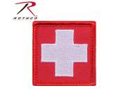 Rothco White Cross Patch, Red,  Hook Backing, hook and loop, patch, patches, white cross, emergency, emt, ems, wholesale patches, tactical patches, military morale patches, funny morale patches, moral patch, military velcro patches, tactical airsoft morale patches, airsoft morale patches, airsoft patches, morale patch