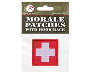 Rothco White Cross Patch, Red,  Hook Backing, hook and loop, patch, patches, white cross, emergency, emt, ems, wholesale patches, tactical patches, military morale patches, funny morale patches, moral patch, military velcro patches, tactical airsoft morale patches, airsoft morale patches, airsoft patches, morale patch